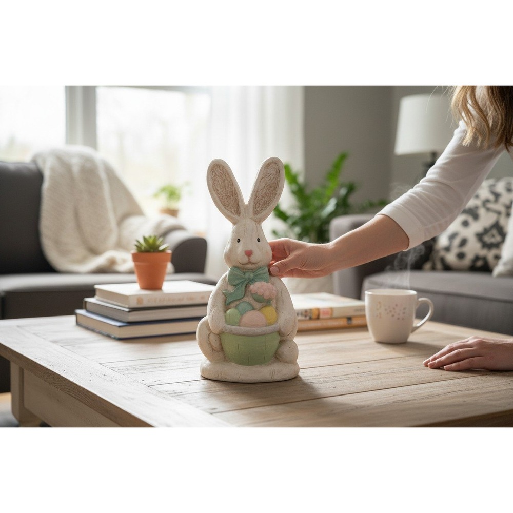 Hip + Hop Easter Bunny Figurine OS Cream New With Tags Rustic Spring Decor